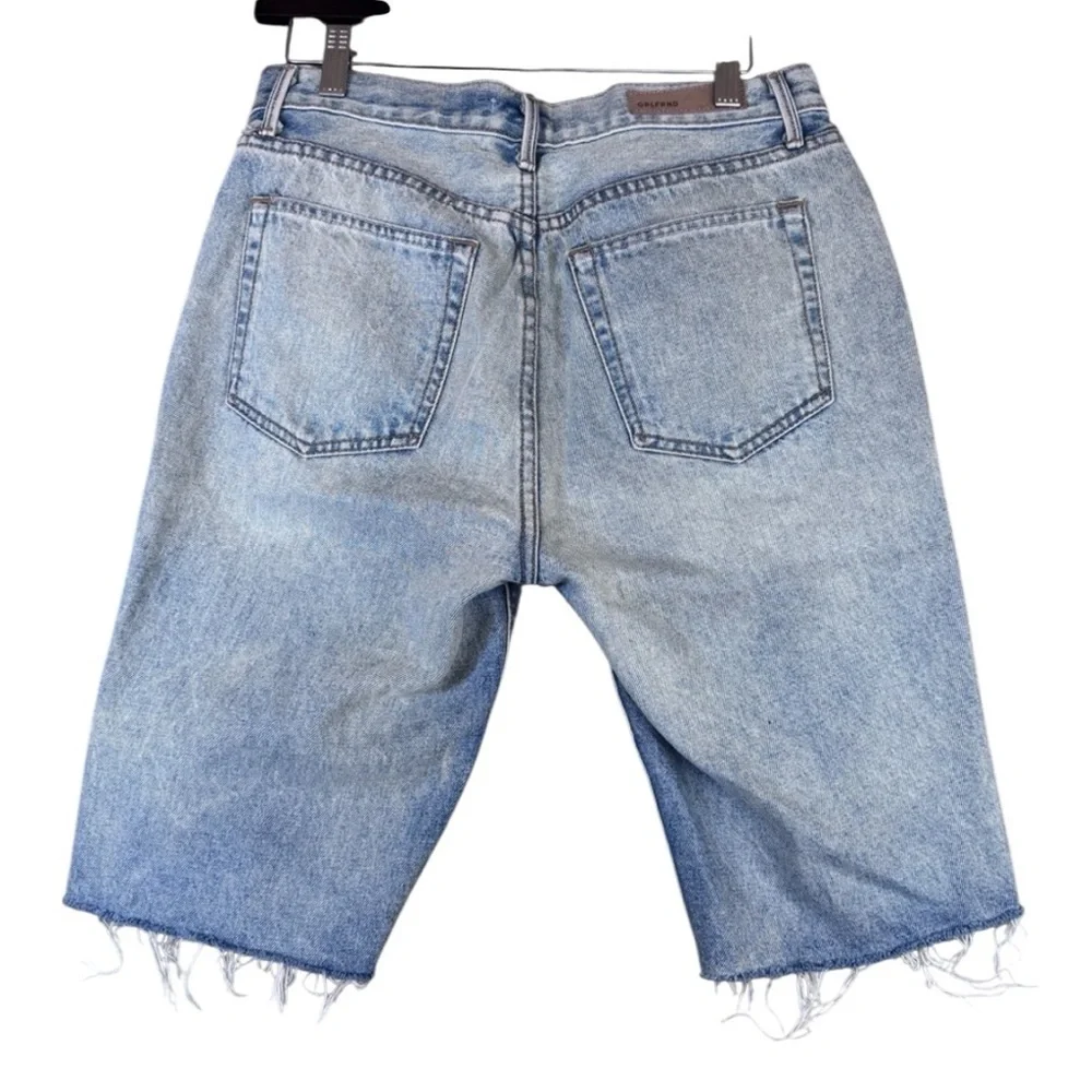 GRLFRND Beverly High Rise Long Bermuda Shorts 100% Cotton Denim